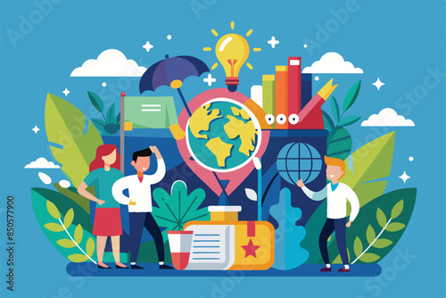 Illustration showing youth in activities, highlighting skills development for success, World youth skills day Customizable Semi Flat Illustration