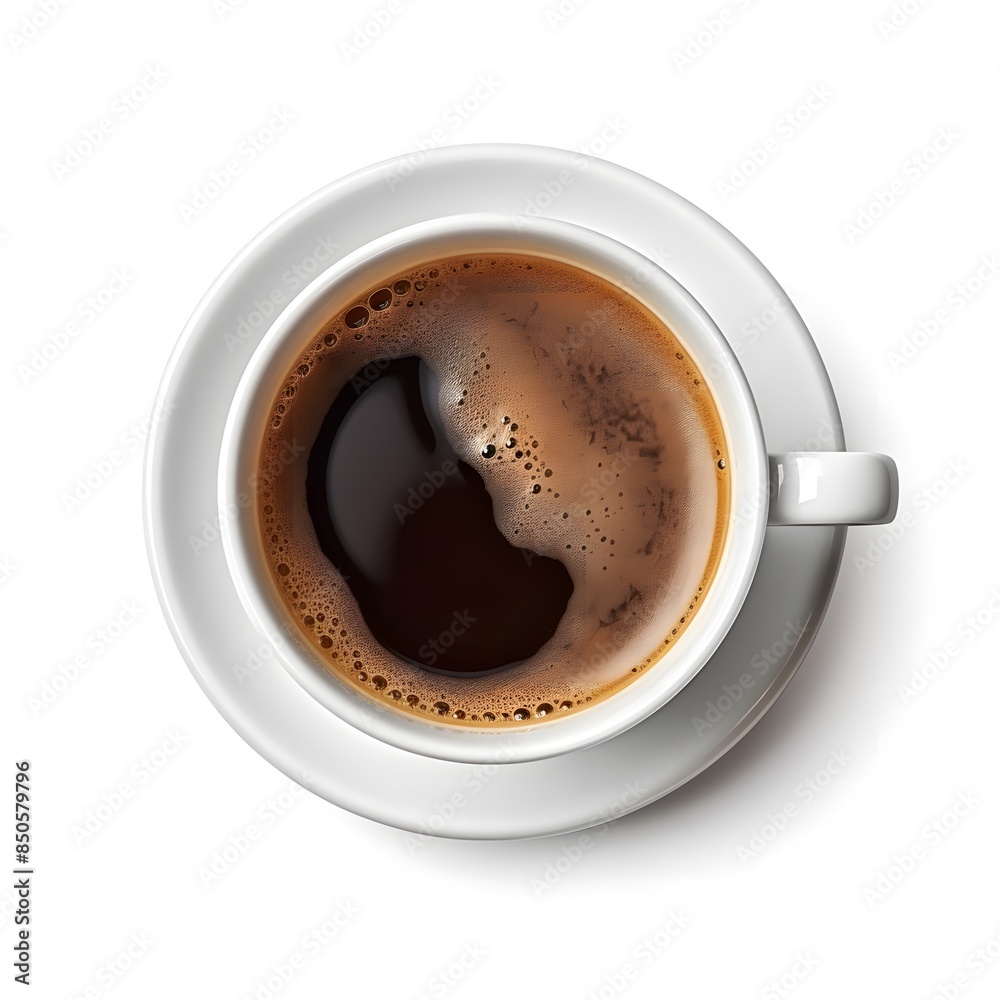 White cup of coffee on a white table White cup of coffee on a white table