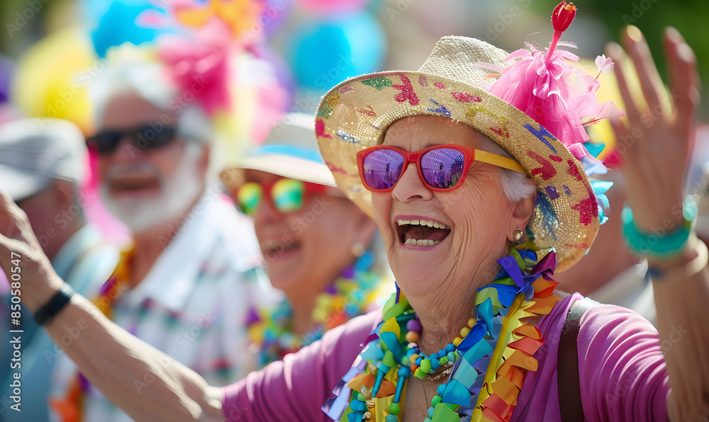 Elderly doing holiday activities happily and having fun. Elderly doing holiday activities happily and having fun.