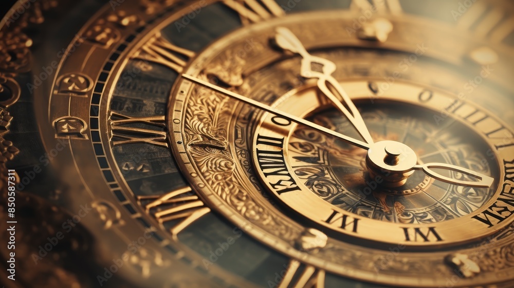 Fototapeta premium old clock in roman digits