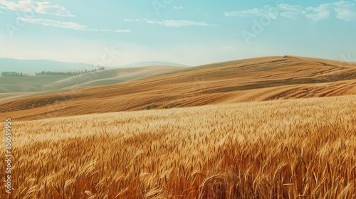 vast expanses of wheat fields rolling over hills 
