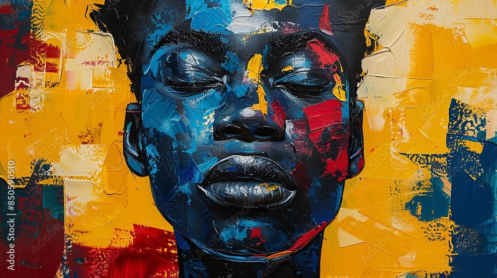 This abstract portrait of a Black man for Black History Month showcases ...