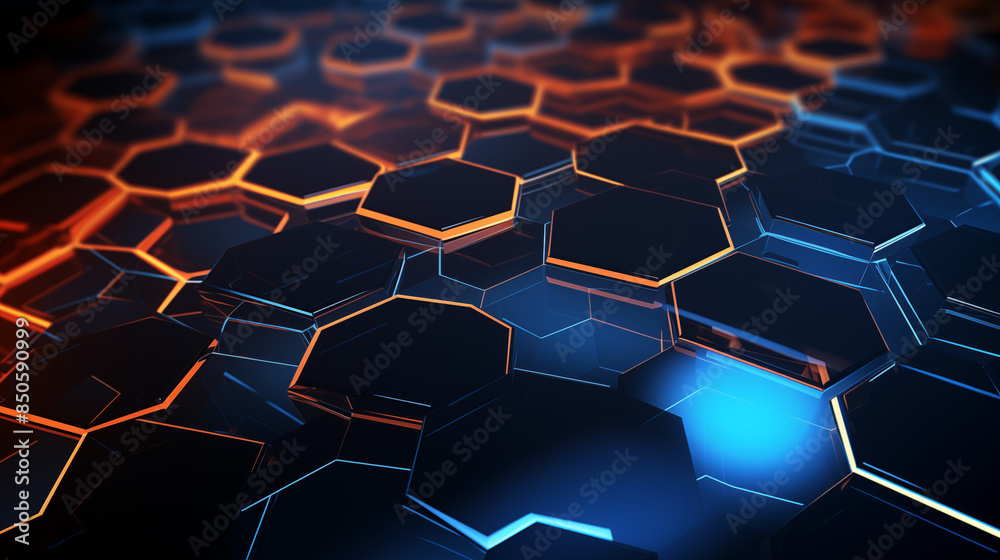 Obraz premium Techno Hexagonal Structure with Vibrant Glows