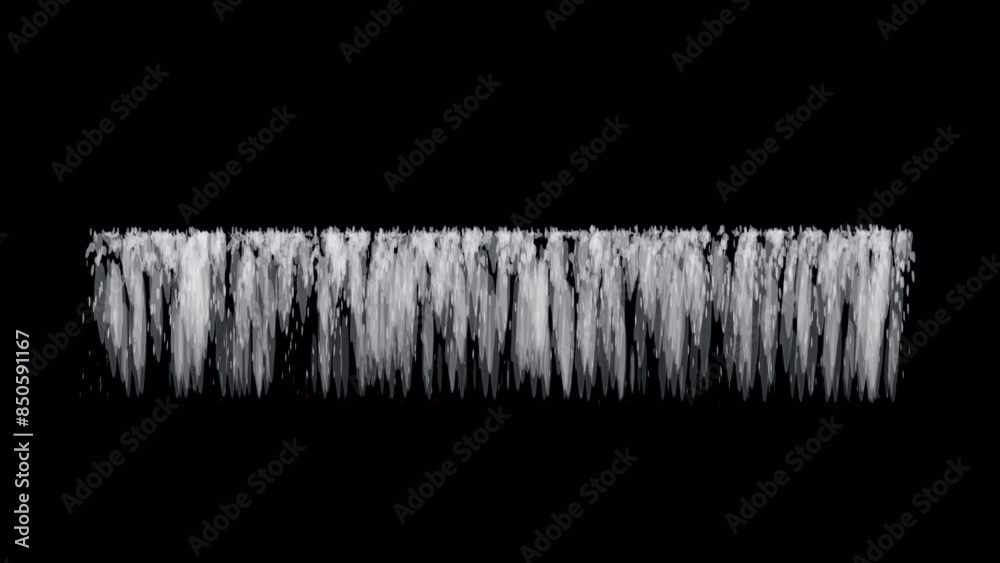 Large Fountains Wall with Water Splashing on Alpha Channel Black Background