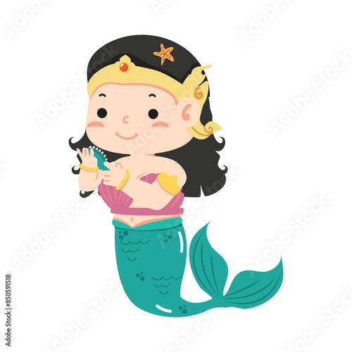 Cartoon character of a Thai mermaid woman photo