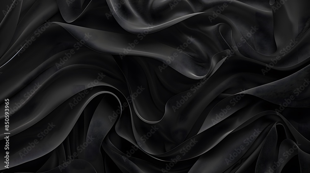 Silky black cloth patterns, folds, textures Silky black cloth patterns, folds, textures
