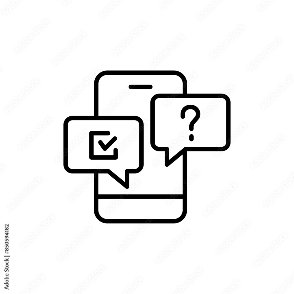 Online quiz outline icons, minimalist vector illustration ,simple transparent graphic element .Isolated on white background