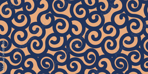 Abstract seamless pattern. Geometry shapes background. Twisted lines. Wiggling stripes, waves, winding lines. Doodle, hand drawn wavy. Vector illustration