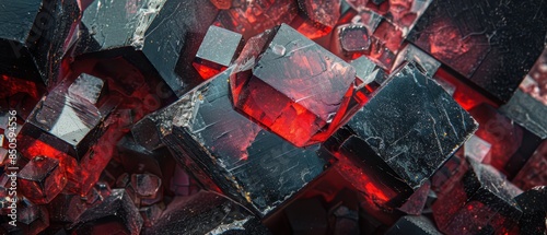 Black and Red Polygonal Crystals photo