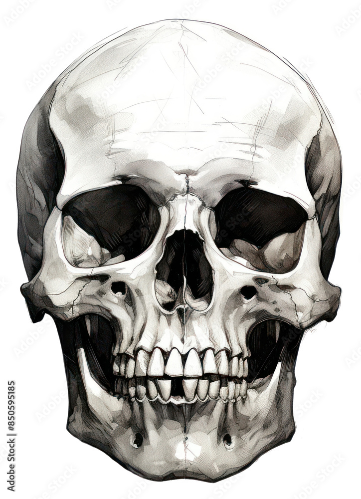 PNG Skull sketch white background illustrated. PNG Skull sketch white background illustrated.