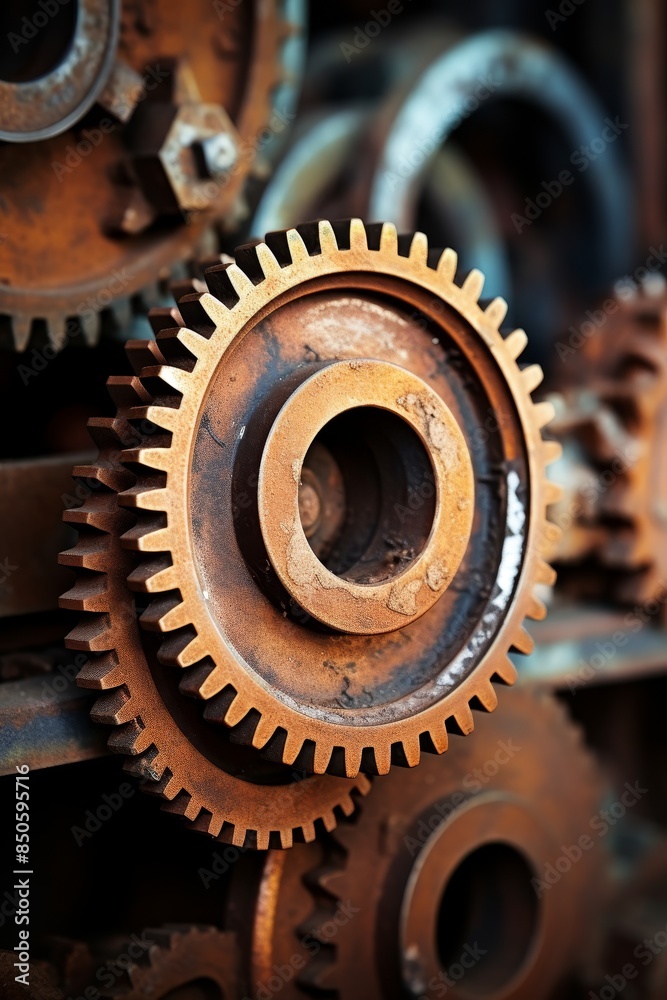Rusted gears and cogs, Industrial machinery Rusted gears and cogs, Industrial machinery
