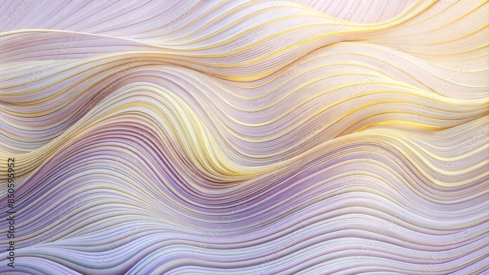 Delicate wavy lines in soft lavender and pale yellow. Delicate wavy lines in soft lavender and pale yellow.