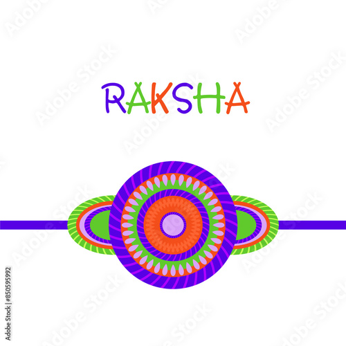 Happy Rakha Bandhan Greeting Card with Beautiful Rakhi on Png Background. photo