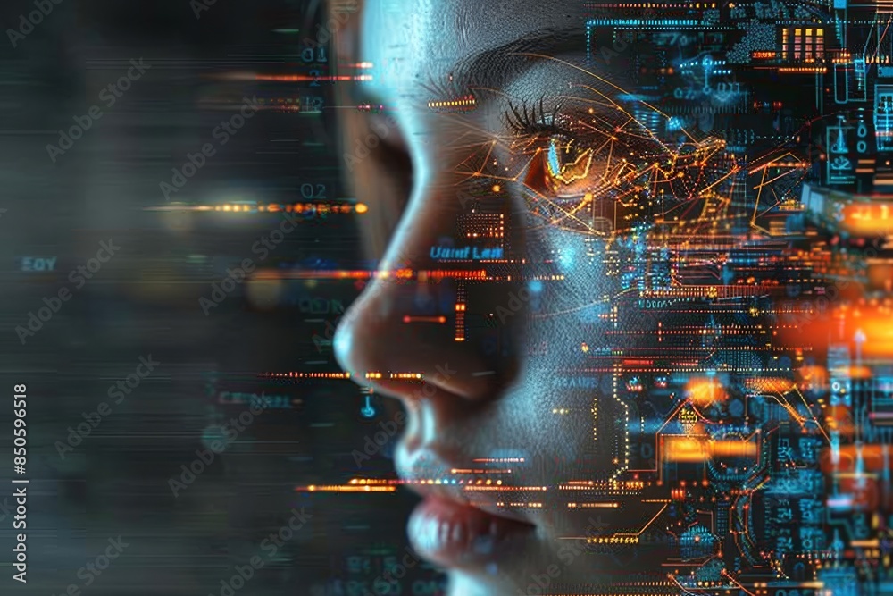 Obraz premium Digital combination, digitization, high-tech, big data, and a strong sense of technology, including 1.2.3 a, b, c --ar 3:2 --stylize 250 Job ID: a46cb2cb-9ace-4fea-b539-c8f0f9a4d9ac