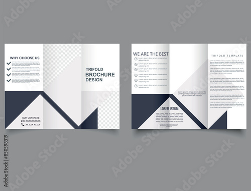 Geometric trifold brochure. Business trifold brochure design Tri-fold brochure Corporate company profile tri fold brochure template