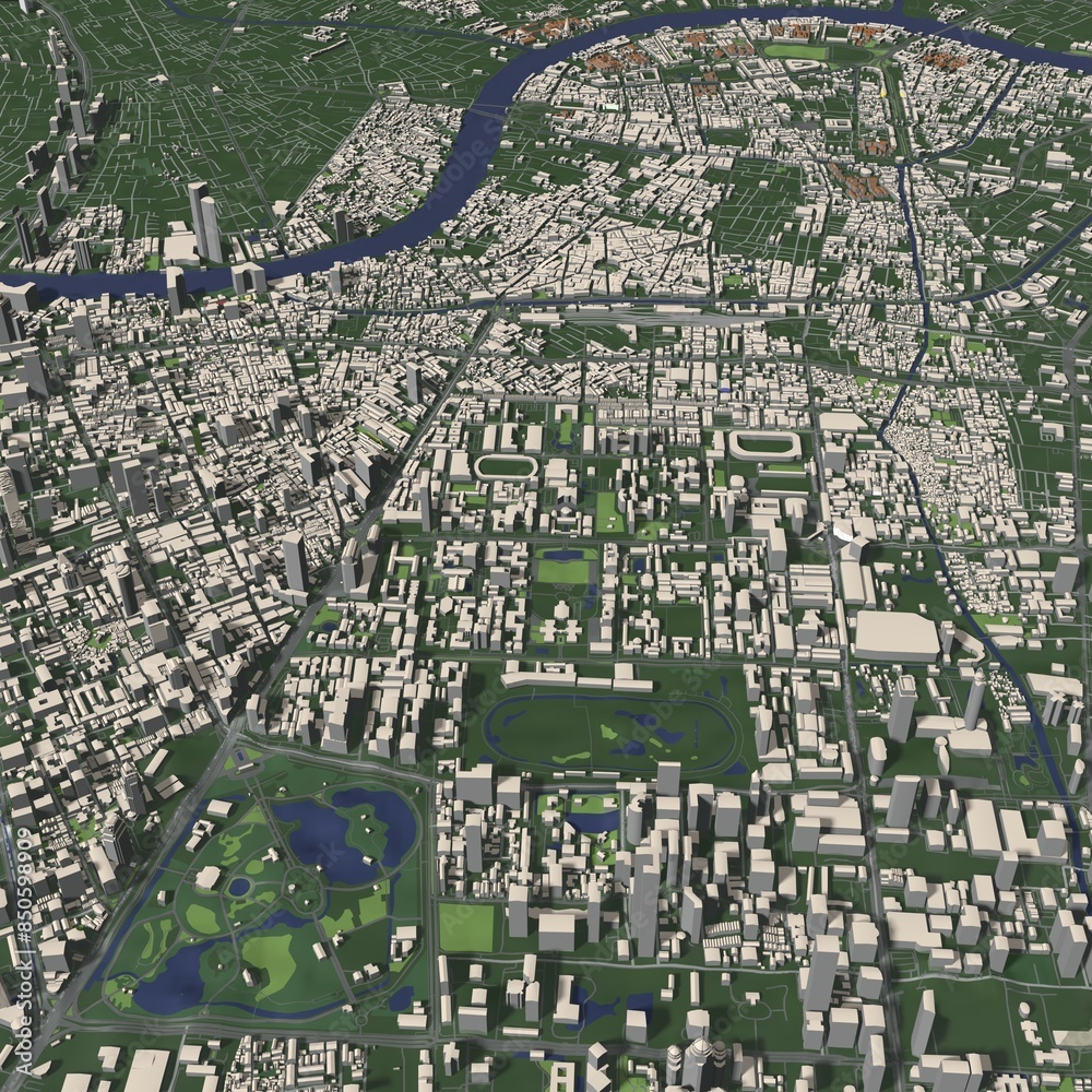 3D illustration of city and urban in Bangkok Thailand 3D illustration of city and urban in Bangkok Thailand