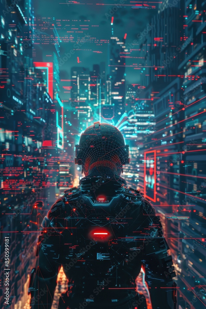 Obraz premium Code Crusaders Defending Digital Realms with Data Science