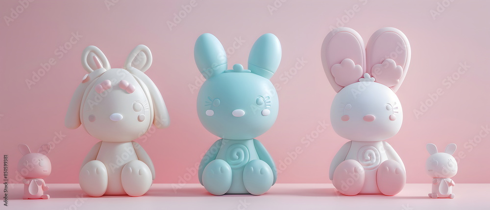 3D clay, Adorable clay pet dolls ,muted pastels, Blender 3d, Easter bunny with colorful eggs and cute , kawaii pets model, dolls decorations 3D clay, Adorable clay pet dolls ,muted pastels, Blender 3d, Easter bunny with colorful eggs and cute , kawaii pets model, dolls decorations