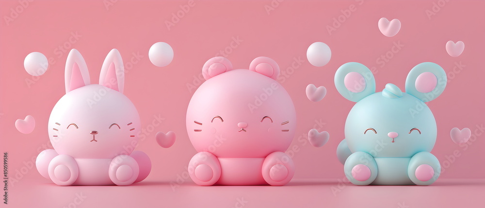 3D clay, Adorable clay pet dolls ,muted pastels, Blender 3d, Easter bunny with colorful eggs and cute , kawaii pets model, dolls decorations 3D clay, Adorable clay pet dolls ,muted pastels, Blender 3d, Easter bunny with colorful eggs and cute , kawaii pets model, dolls decorations