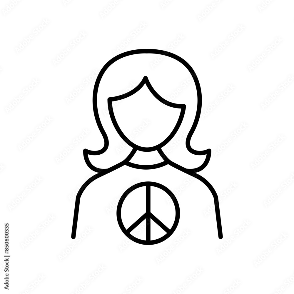 Peace girl outline icons, minimalist vector illustration ,simple transparent graphic element .Isolated on white background Peace girl outline icons, minimalist vector illustration ,simple transparent graphic element .Isolated on white background