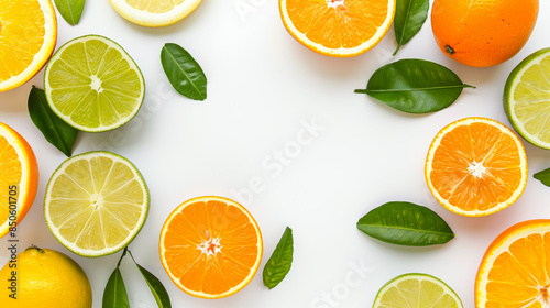 Vibrant Citrus Frame with Central White Text Area on a White Background photo
