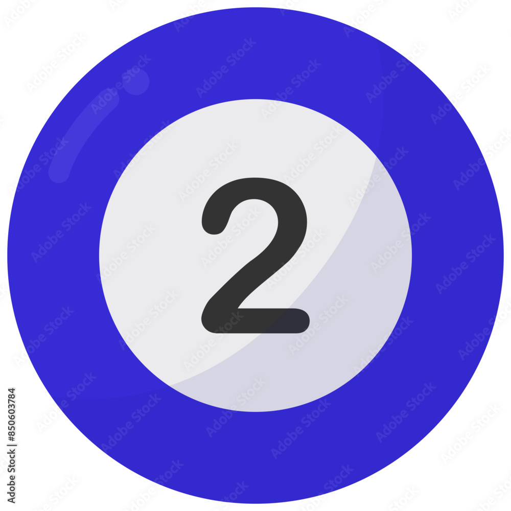 Billiard ball number two flat icon isolated on white background. Billiard ball number two flat icon isolated on white background.