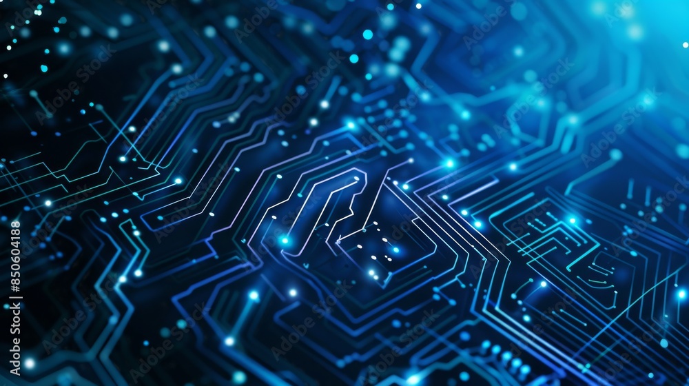 Generate a highly detailed, vector illustration of a glowing light blue neon Al chip with thin circuit contact lines Generate a highly detailed, vector illustration of a glowing light blue neon Al chip with thin circuit contact lines