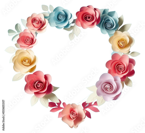 PNG Heart and roses circle border flower petal plant.