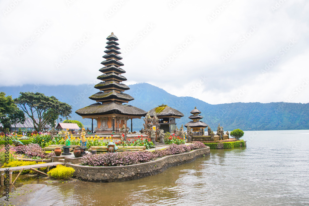 Beautiful view of Ulun Danu Beratan Temple in Bali Island in Bali Island, Indonesia