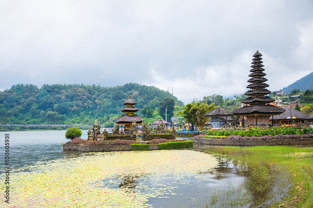 Beautiful view of Ulun Danu Beratan Temple in Bali Island in Bali Island, Indonesia