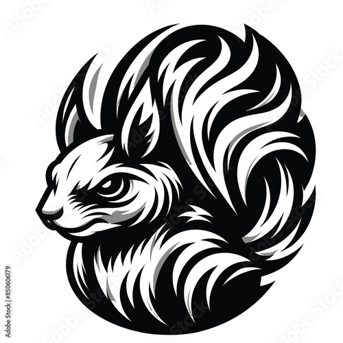 Wallpaper Mural Illustration of a fierce squirrel in black and white Torontodigital.ca