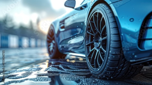 Obraz na płótnie car tires flat design side view automotive animation Monochromatic Color Scheme w salonie