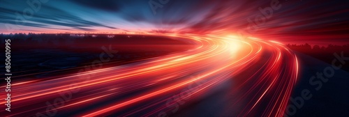 Dynamic Light Trails on Dark Background: Abstract Motion Art