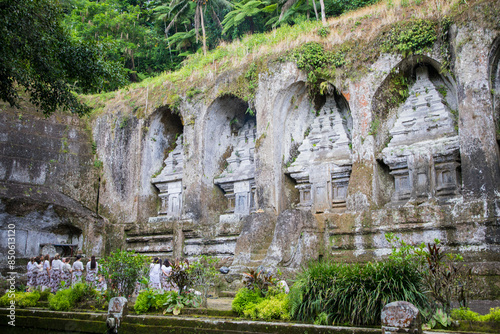 Obraz na płótnie Beautiful view of Gunung Kawi Tampaksiring and ritual in Ubud, Bali Island, Indonesia w salonie