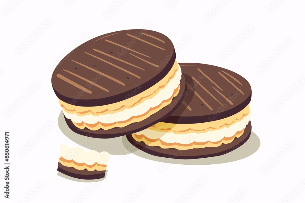 Delightful 64-Bit Alfajores Illustration in Flat Design on White Background Delightful 64-Bit Alfajores Illustration in Flat Design on White Background