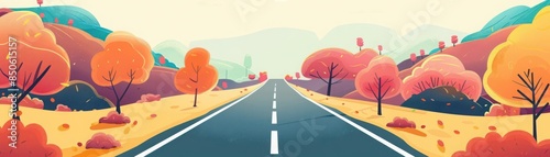 road adventure flat design front view exciting journey animation colored pastel photo