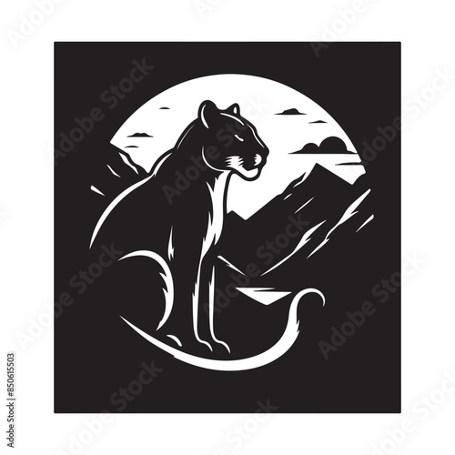 Mountain Lion Puma Silhouette Vector Art Illustration