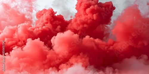 Redlit smoke clouds after explosion disaster or military operation Abstract background. Concept Smoke Clouds, Explosion Disaster, Military Operation, Abstract Background, Redlit