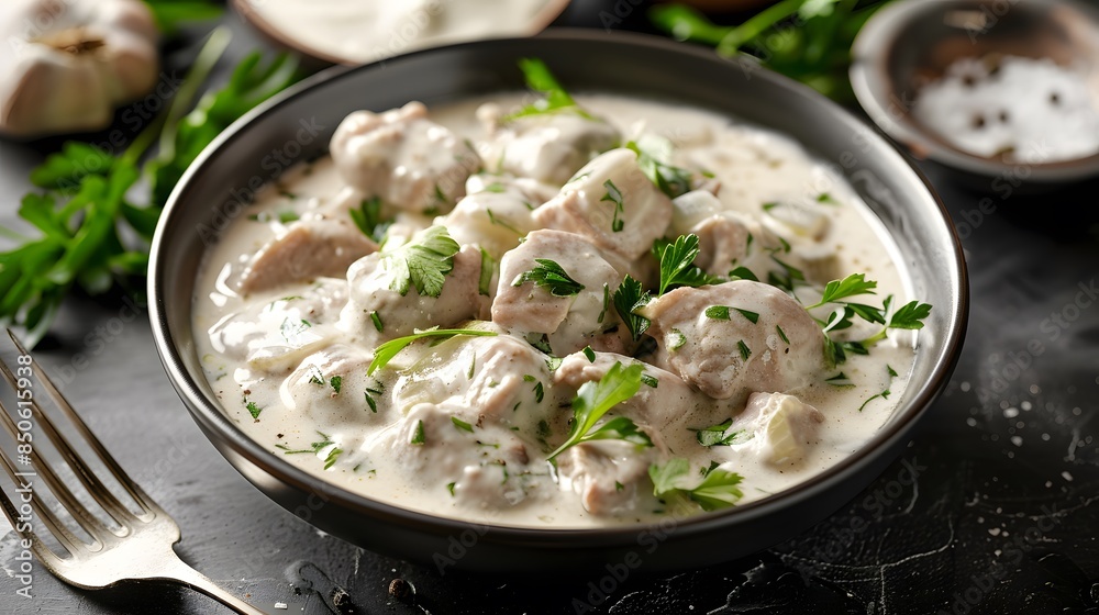 French style veal stew with white sauce called blanquette de veau French style veal stew with white sauce called blanquette de veau