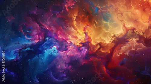 Vibrant nebula with swirling clouds of gas and dust. Abstract background