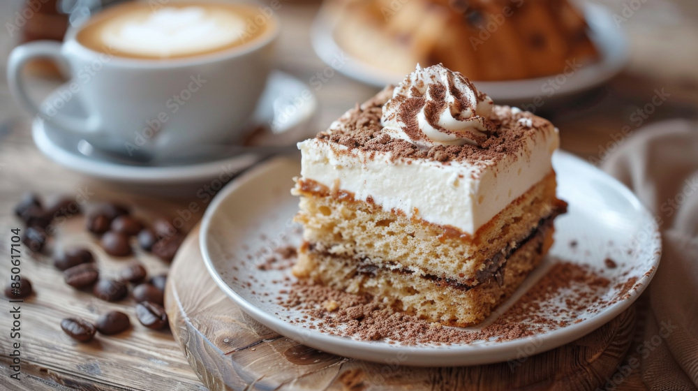 Close-up of a latte with intricate foam art, accompanied by assorted pastries, creating a cozy breakfast setting. Close-up of a latte with intricate foam art, accompanied by assorted pastries, creating a cozy breakfast setting.