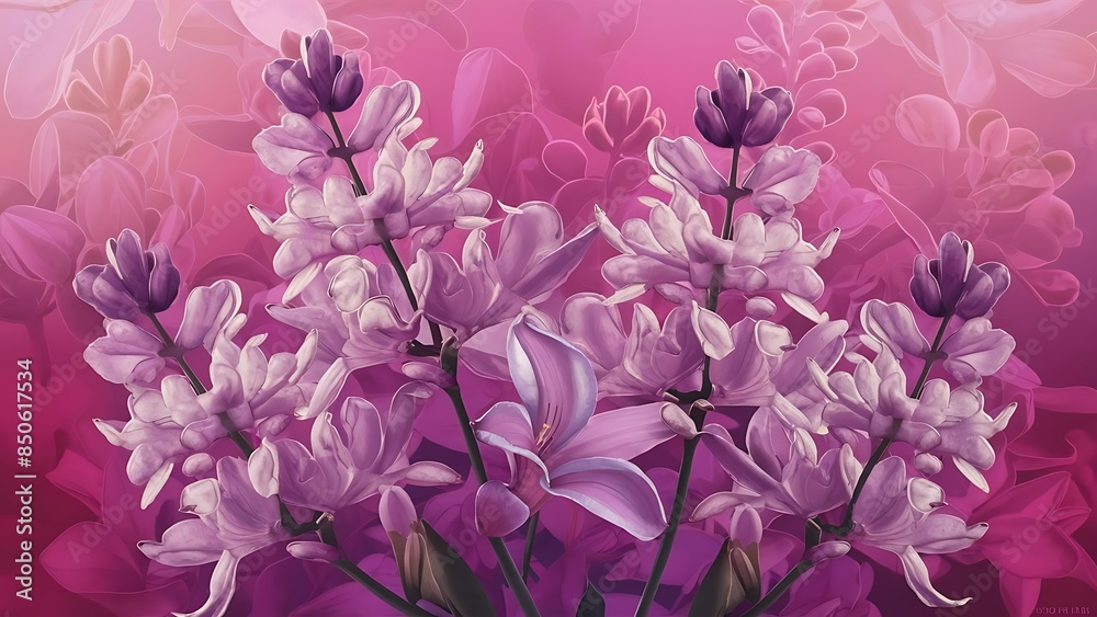 Obraz premium Blooming lilac flowers on pink background