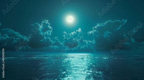 ocean night sky moon stars background