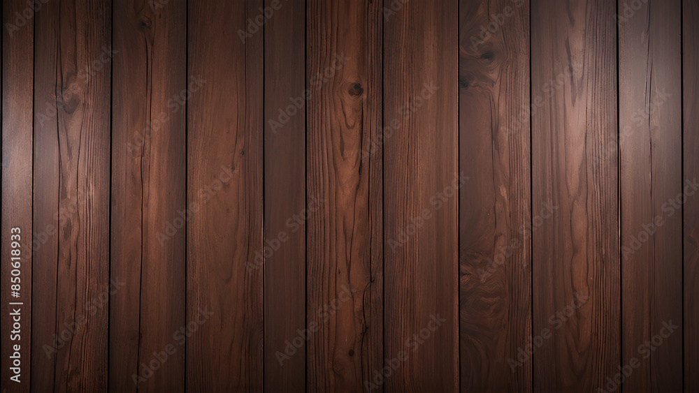 Fototapeta premium Rich, detailed close-up view of dark brown wooden planks arranged horizontally.