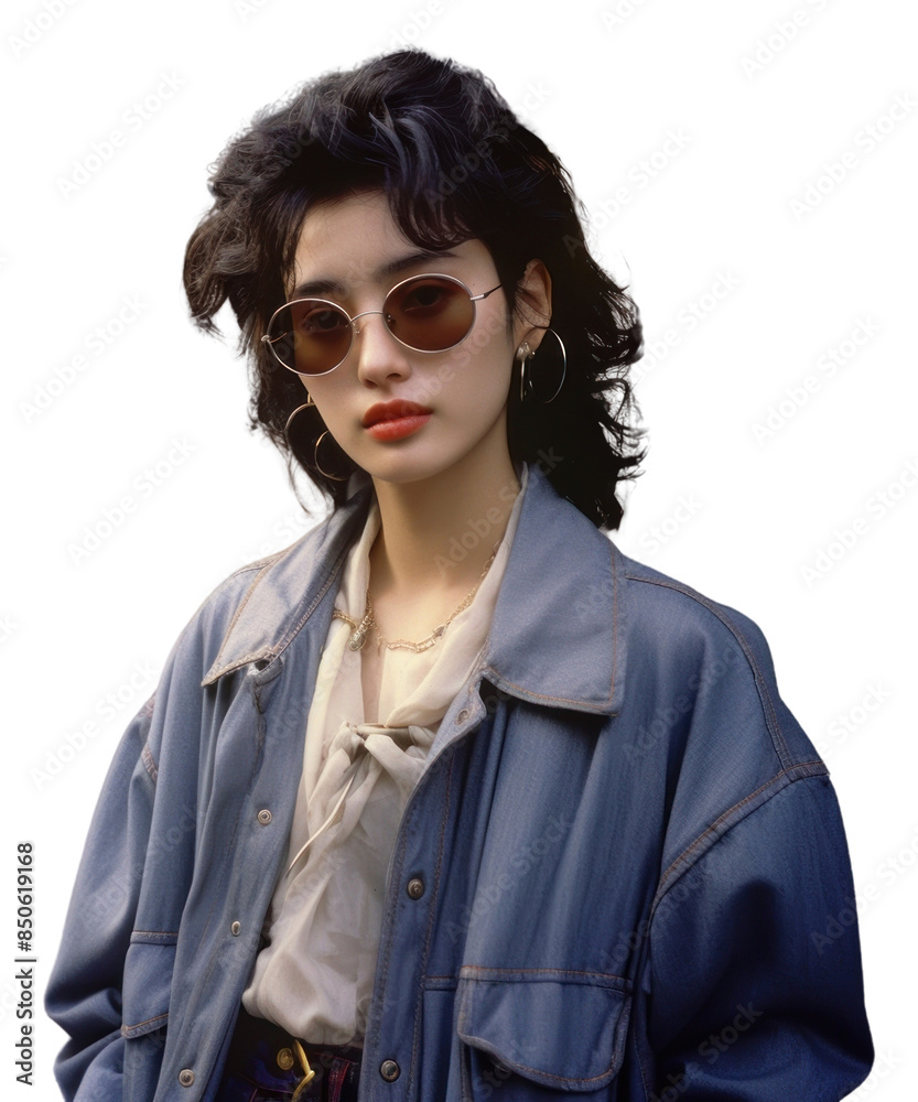 PNG Korean female sunglasses necklace jacket. PNG Korean female sunglasses necklace jacket.