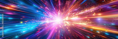 Abstract Light Streaks and Glowing Particles, hyperspace tunnel,laser beams. The abstract geometric lines and cosmic,futuristic,conveys motion, speed, shine,glowing, artistic