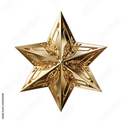 Gold star on transparent background