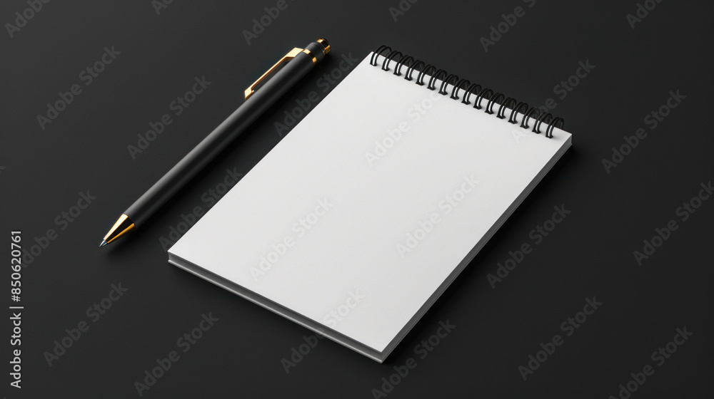 Notepad mockup on a black background. Can be used for mockups or simulations. Notepad mockup on a black background. Can be used for mockups or simulations.