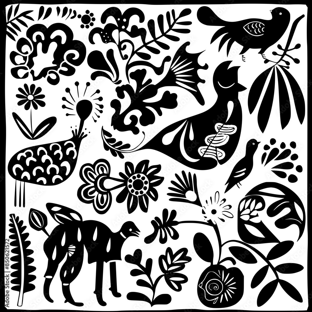 Fototapeta premium floral seamless pattern, pattern, flower pattern, geometric pattern, diagonal pattern, floral, flower, seamless, design, ornament, vector, decoration, art, wallpaper, leaf, illustration, black, style,