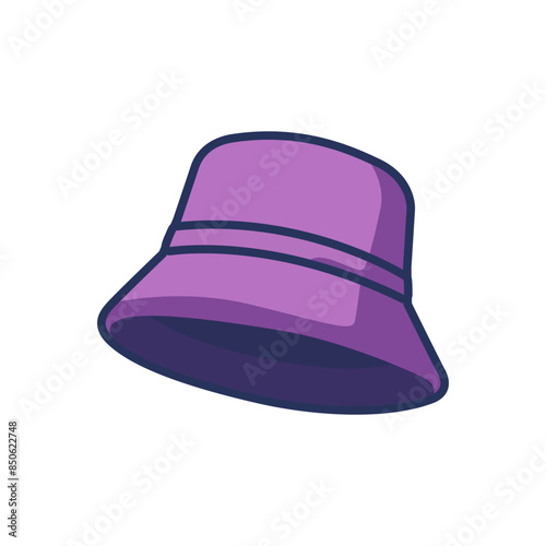 cute purple bucket hat travel outdoor vector illustration template design
